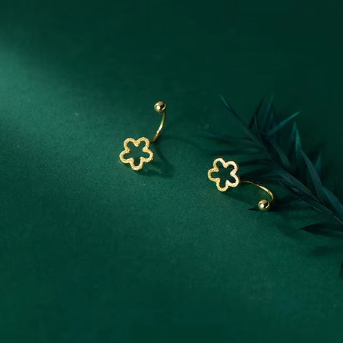 pendientes de plata de ley 925 con forma de flor mate para mujer