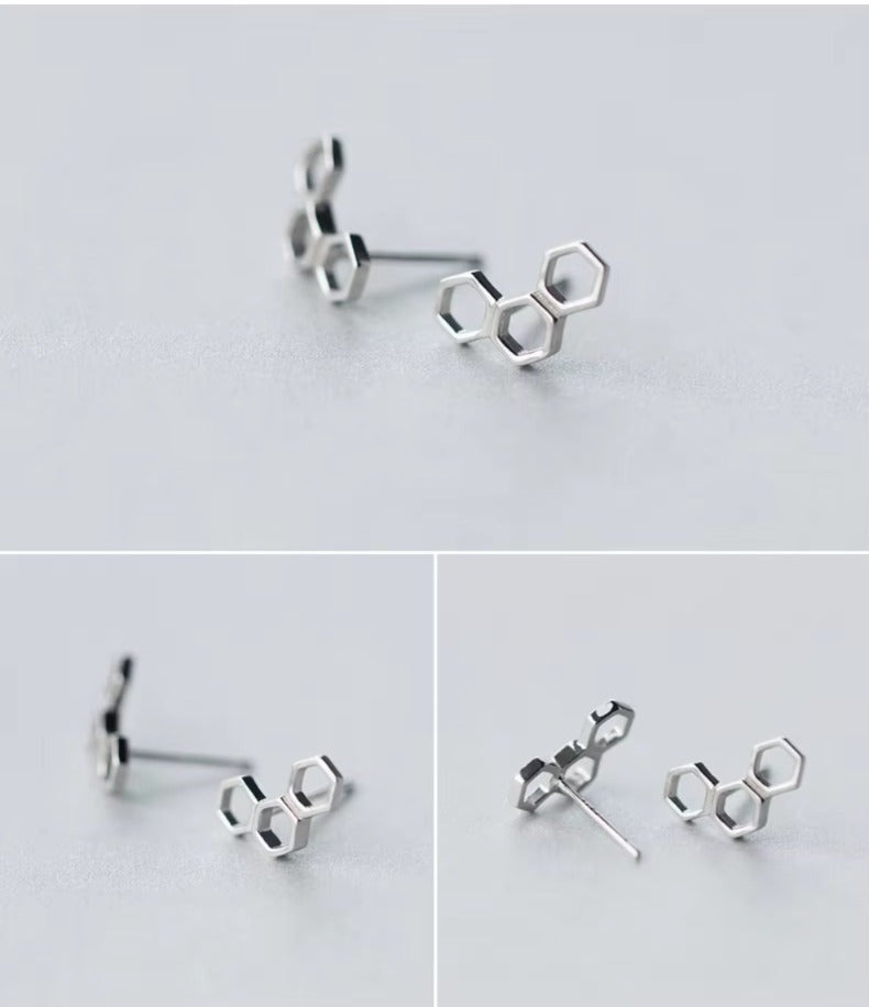 pendientes de plata de ley 2021 auténtica para mujer, aretes con diseño de panal, joyería a la moda