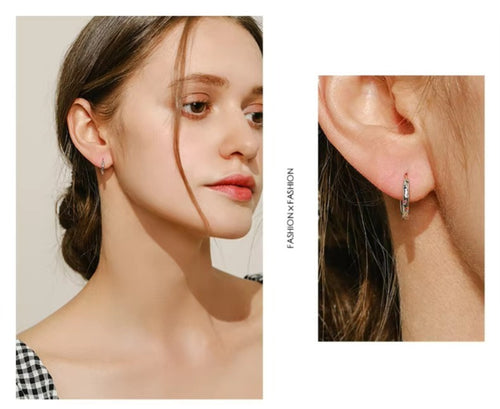 pendientes de aro de Plata de Ley 925 auténtica para mujer