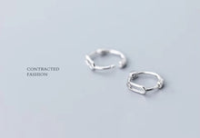 Load image into Gallery viewer, pendientes de plata de ley 925 con Elipse para mujer, aretes de aro geométricos