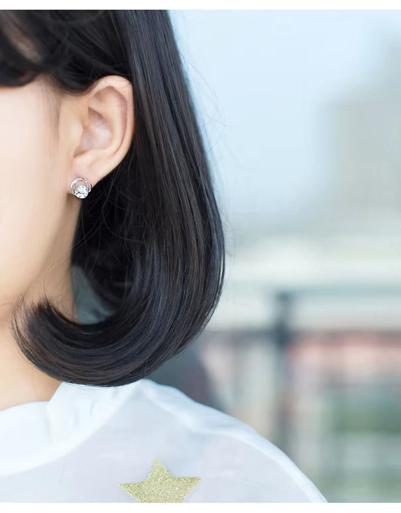 pendientes de plata de ley 100% y Circonia cúbica para mujer, aretes pequeños