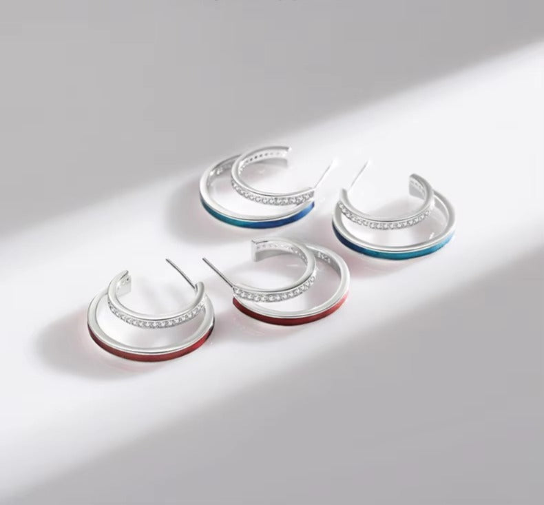 pendientes de plata de ley 925 para mujer, aretes de aro con gradiente