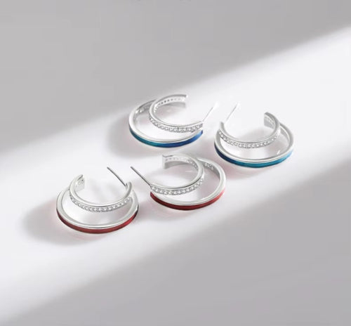 pendientes de plata de ley 925 para mujer, aretes de aro con gradiente