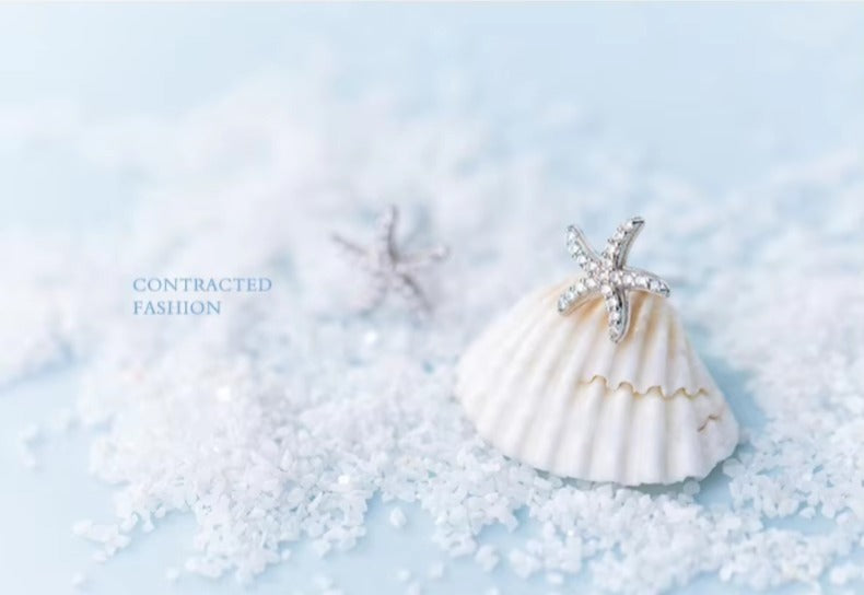 pendientes de plata de ley 925 con forma de estrella de mar