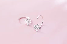 Load image into Gallery viewer, pendientes de aro de Plata de Ley 925 auténtica para mujer, abalorio de flor Simple