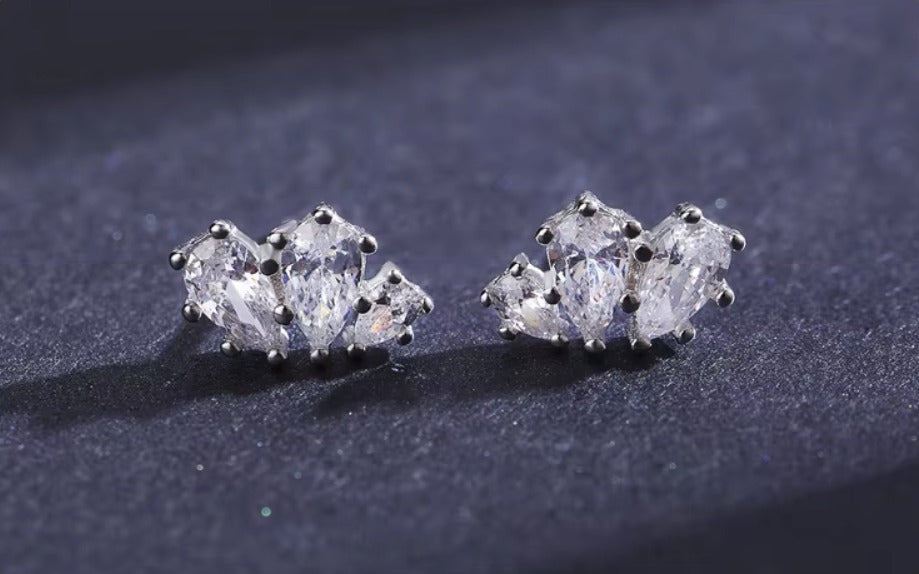 pendientes de plata de ley 925 con circonita cúbica para mujer, aretes brillantes con forma de gota