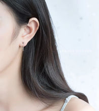 Cargar imagen en el visor de la galería, Rock Punk negro cadena Stud pendientes moda 100% Plata de Ley 925 colgante