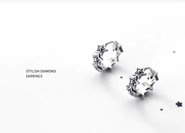 pendientes de plata de ley 925 con forma de estrella para mujer, aretes exquisitos y apilables