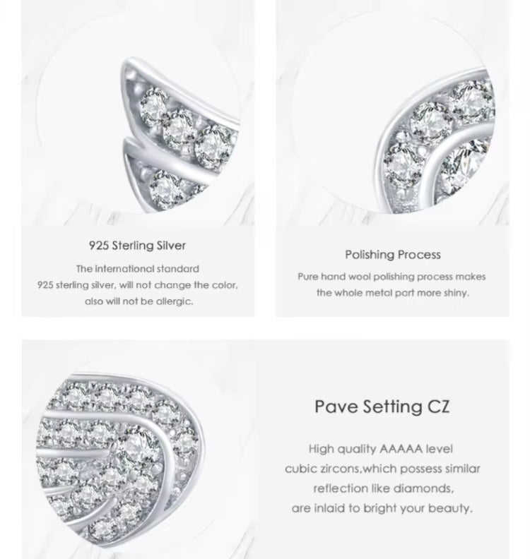 pendientes de plata de ley 925 con diseño de alas de Ángel para mujer