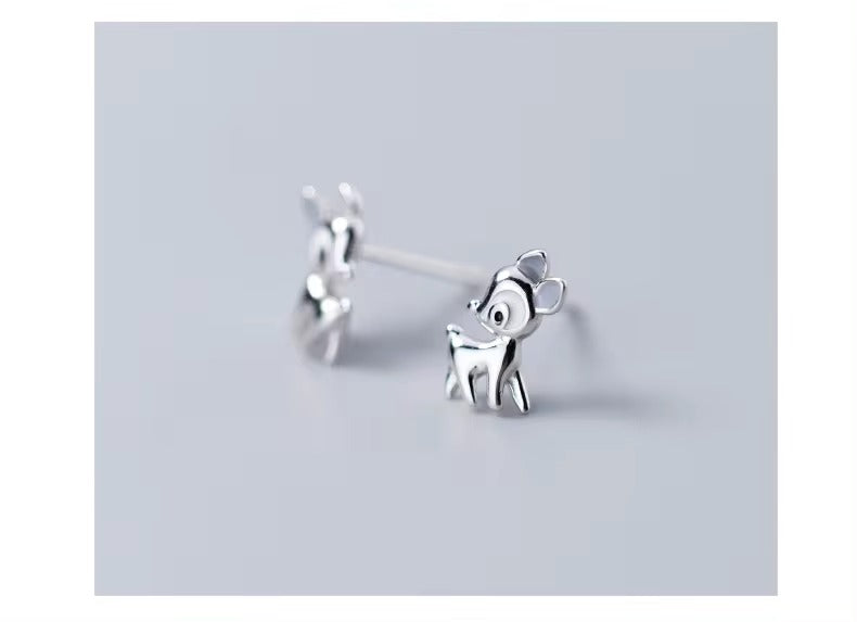 pendientes de tuerca de ciervo para mujer, de plata de ley 100% 925