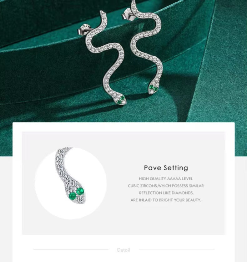 pendientes de serpiente negra para mujer