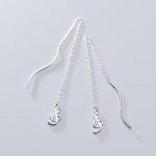 Load image into Gallery viewer, pendientes de plata de ley 925 con cadena larga