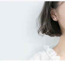 Load image into Gallery viewer, pendientes de aro de Plata de Ley 925 auténtica para mujer, abalorio de flor Simple