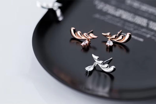 pendientes de plata de ley 925 con diseño de alas de Ángel para mujer, aretes pequeños, plata esterlina