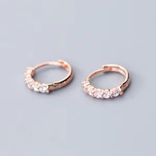 Load image into Gallery viewer, pendientes de aro de circonita brillante para mujer, aretes elegantes de Plata de Ley 925