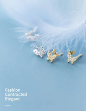 Cargar imagen en el visor de la galería, pendientes de plata esterlina 925 para mujer, joyería fina con forma de mariposa bailarina
