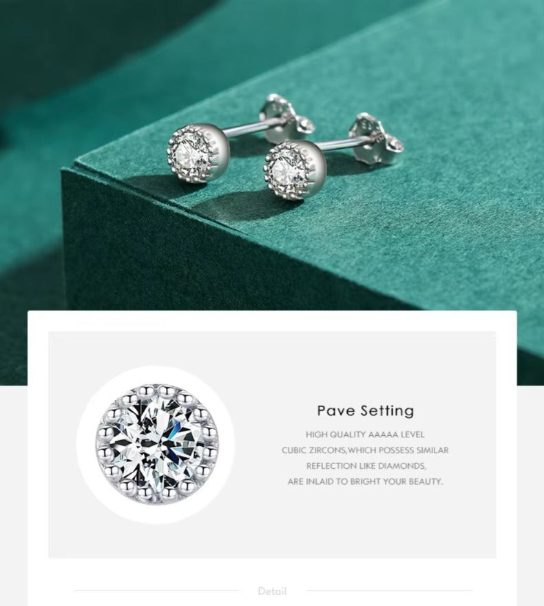 pendientes de plata de ley 100% y Circonia cúbica para mujer, aretes pequeños y redondos