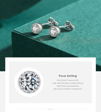Load image into Gallery viewer, pendientes de plata de ley 100% y Circonia cúbica para mujer, aretes pequeños y redondos