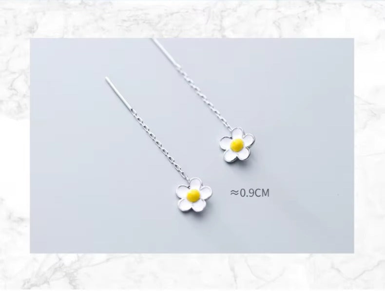 pendientes colgantes de Frangipani para mujer, de plata de ley 100% 925 de alta calidad