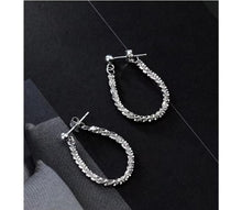 Cargar imagen en el visor de la galería, Plata de Ley 925 plata brillante línea Simple de cadena pendientes de broche a la moda fiesta