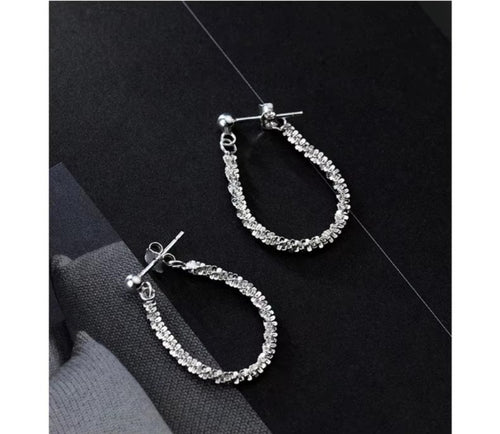 Plata de Ley 925 plata brillante línea Simple de cadena pendientes de broche a la moda fiesta