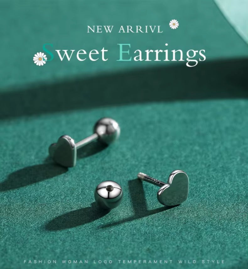 pendientes de plata de primera ley con forma de corazón para mujer