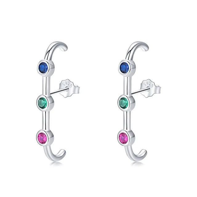 pendientes de plata esterlina 2021 para mujer y niña, aretes de cristal de colores del Arcoíris