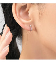 Load image into Gallery viewer, pendientes de aro de Plata de Ley 925 para mujer y niña, aretes redondos y deslumbrantes de circonita transparente