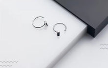 Load image into Gallery viewer, pendientes de aro de plata de obsidiana para mujer