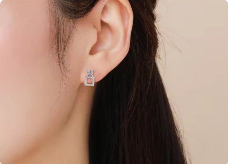 pendientes cuadrados geométricos simples para mujer