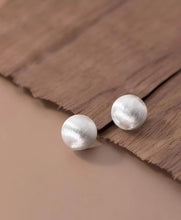 Load image into Gallery viewer, pendientes de plata de ley 925 para mujer, aretes redondos elegantes esmerilados