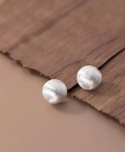 pendientes de plata de ley 925 para mujer, aretes redondos elegantes esmerilados