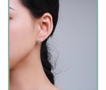 Load image into Gallery viewer, pendientes de aro de plata de ley 100% 925 para mujer