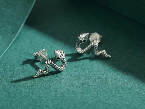 pendientes de plata de ley 100% con forma de serpiente para mujer