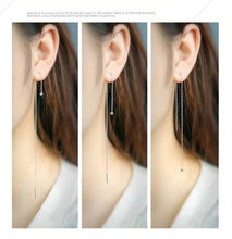 Load image into Gallery viewer, pendientes colgantes de plata de ley 925 para mujer, joyería exquisita, con borla larga