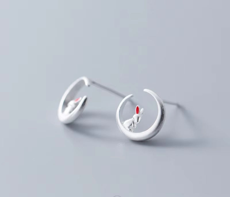 pendientes de plata de ley 100% con forma de corazón y conejo para mujer, joyería fina