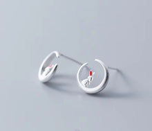 Load image into Gallery viewer, pendientes de plata de ley 100% con forma de corazón y conejo para mujer, joyería fina