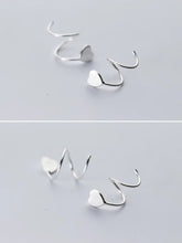 Load image into Gallery viewer, pendientes de plata de ley 925 con diseño geométrico para mujer, joyería fina con diseño de corazones bonitos