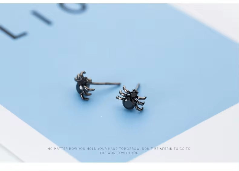 pendientes de plata de ley 925 con forma de araña para mujer
