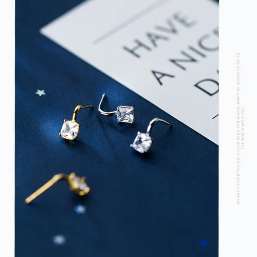 pendientes cuadrados de circonia cúbica para mujer