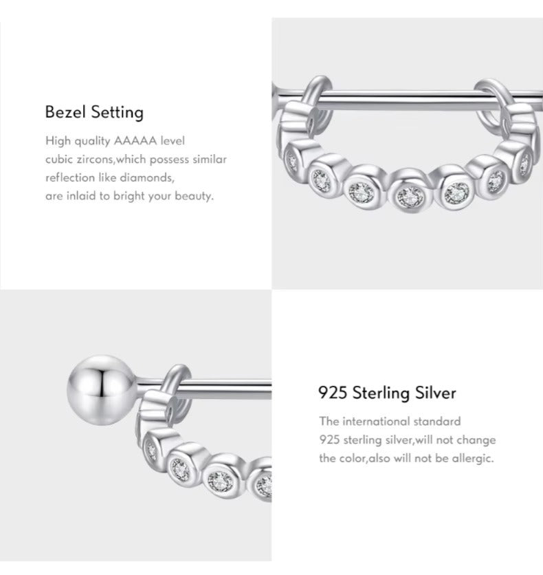 pendientes de aro de Plata de Ley 925 para mujer y niña, aretes redondos y deslumbrantes de circonita transparente