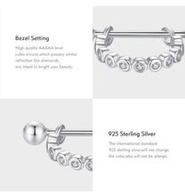 Load image into Gallery viewer, pendientes de aro de Plata de Ley 925 para mujer y niña, aretes redondos y deslumbrantes de circonita transparente