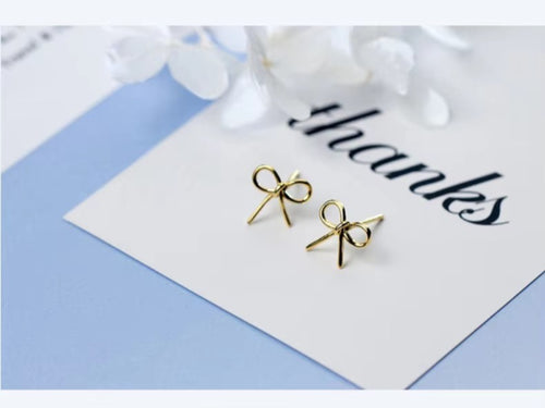 pendientes de plata de ley 100% con forma de lazo para mujer