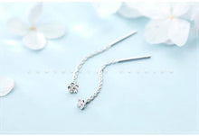 Load image into Gallery viewer, pendientes de plata de ley 100% con forma de flor para mujer, aretes largos, colgantes