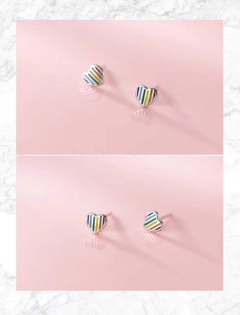 pendientes de plata de ley 925 con corazones de amor, joyería fina con cierre de tuerca