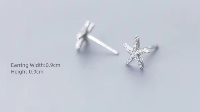 pendientes de plata de ley 925 con forma de estrella de mar, joyería fina con zirconia brillante, para mujeres