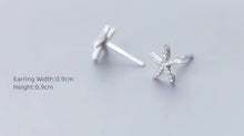 Load image into Gallery viewer, pendientes de plata de ley 925 con forma de estrella de mar, joyería fina con zirconia brillante, para mujeres