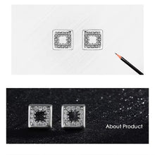 Load image into Gallery viewer, pendientes de plata de ley 925 con forma cuadrada para mujer, arete clásico con huecos