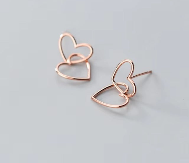 pendientes románticos de corazones a corazón para mujer