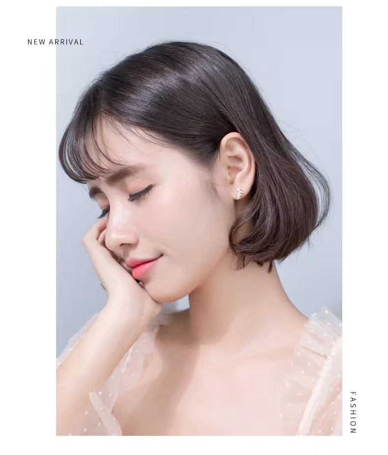 pendientes de tuerca de árbol de hojas pequeñas y lindas para mujer